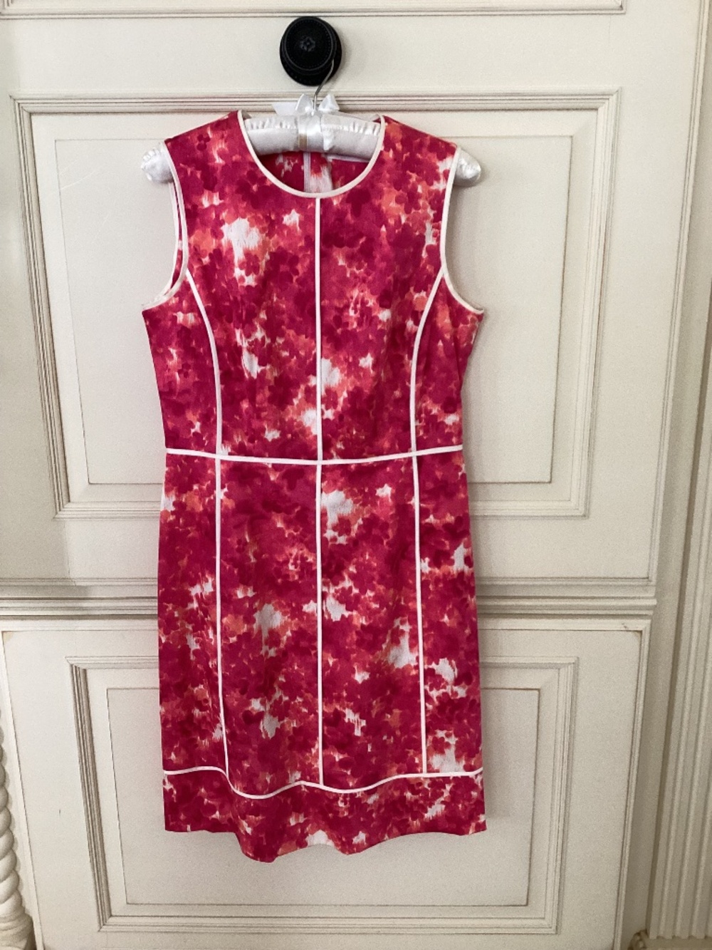 CALVIN KLEIN - PINK AND WHITE SLEEVELESS COTTON DRESS - SIZE 8 (NO TAG)